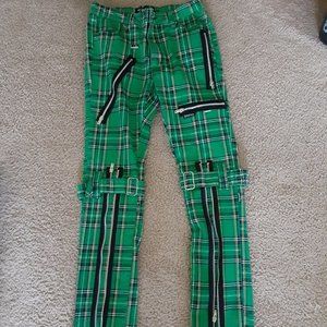 men's size 30 punk Green Plaid Bondage Pants by Tripp NYC - Unisex